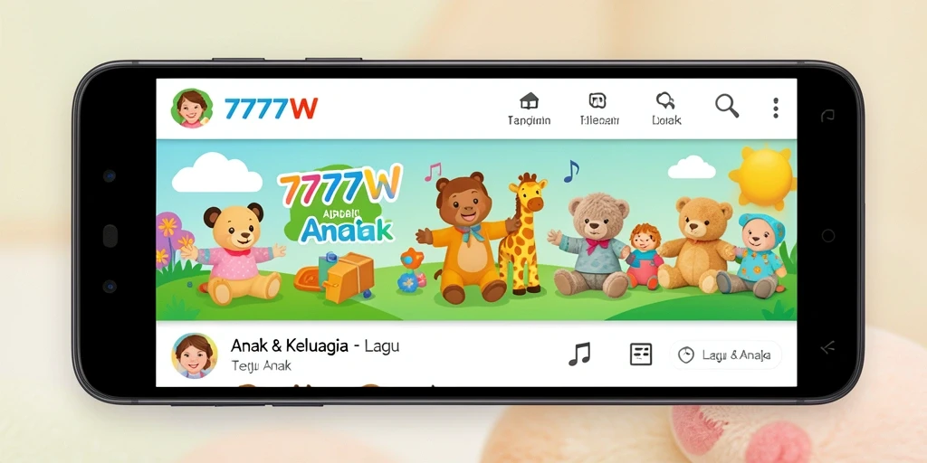 Tampilan antarmuka user-friendly 7777W untuk Lagu Anak.